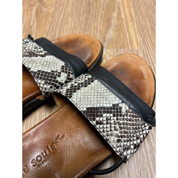 Gentle Souls Black Snake Print Leather Slip On Open Toe Slide Sandals Size 8 - Picture 7 of 8